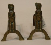 PAIR OF CAST BRASS FIGURAL AND