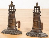PAIR OF CAST BRASS LIGHTHOUSE