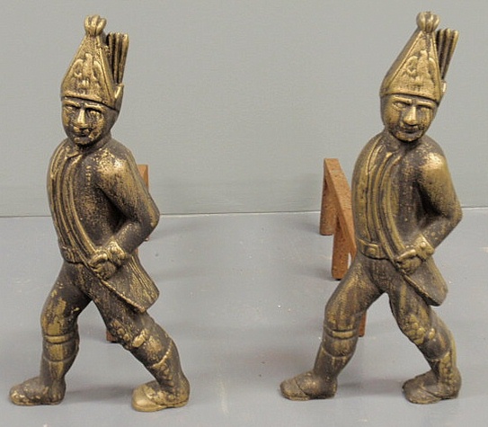 Pair of cast brass Revolutionary