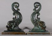 PAIR OF CAST BRONZE DOLPHINS I