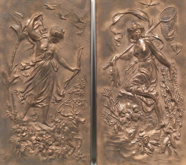 PAIR OF CAST BRONZE RELIEF
