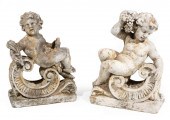 PAIR OF CAST CONCRETE GARDEN O