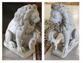 PAIR OF CAST CONCRETE GUARDIAN