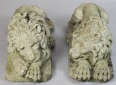 PAIR OF CAST CONCRETE SLEEPING