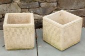 PAIR OF CAST CONCRETE SQUARE C