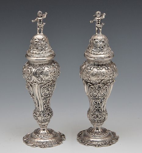 PAIR OF CAST GERMAN 800 SILVER