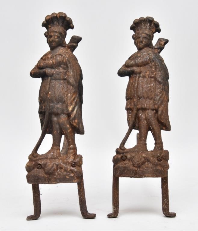 Pair of cast iron American Indian