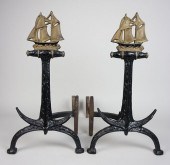 PAIR OF CAST IRON ANCHOR AND C