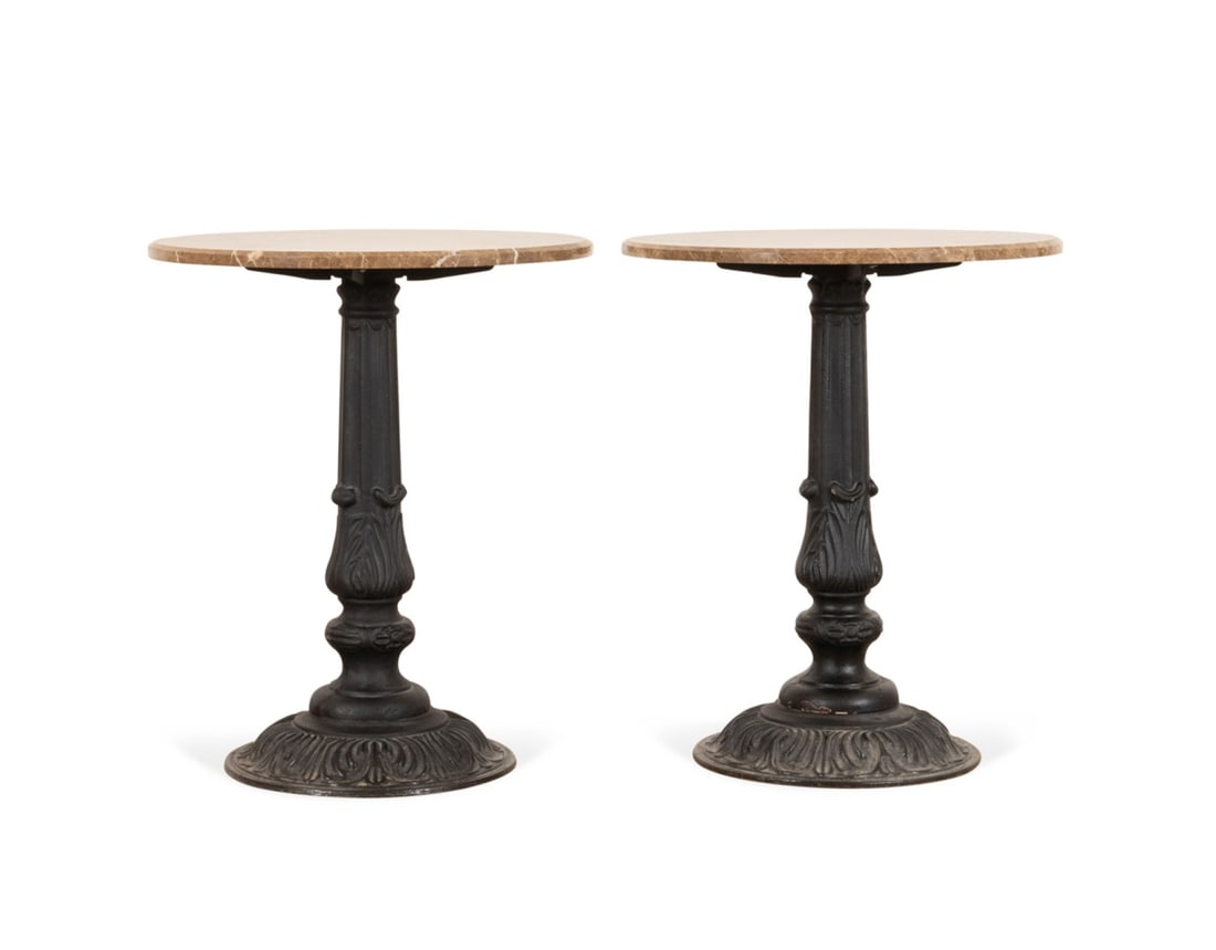 PAIR OF CAST IRON AND CREAM