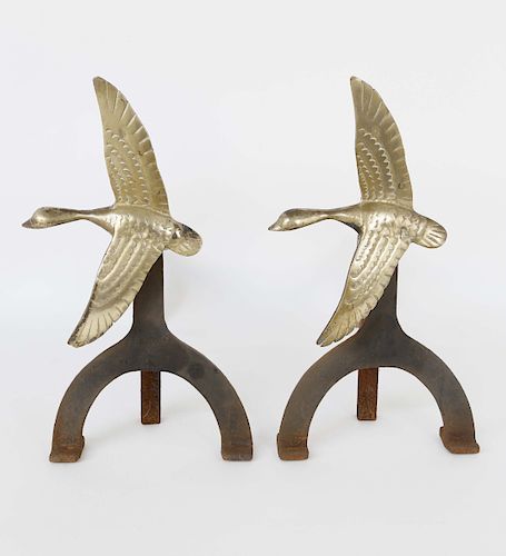 PAIR OF CAST IRON AND BRASS