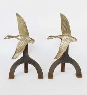PAIR OF CAST IRON AND BRASS FL