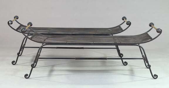Pair of Cast-Iron and Metal-Slatted