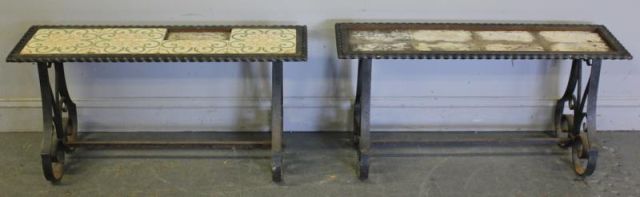 Pair of Cast Iron Benches.From a