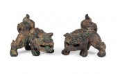 PAIR OF CAST IRON BUDDHIST LIO