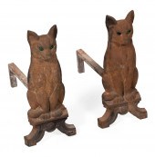 PAIR OF CAST IRON CAT-FORM AND
