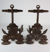 PAIR OF CAST IRON DOLPHIN AND