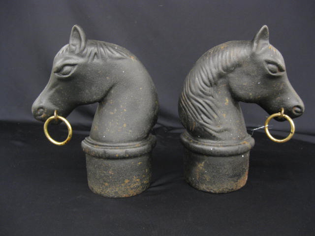 Pair of Cast Iron Figural Horsehead