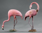 PAIR OF CAST IRON FLAMINGOSPai