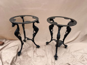 PAIR OF CAST IRON GARDEN TABLE