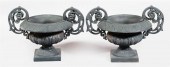 PAIR OF CAST IRON GARDEN URNSP
