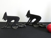 PAIR OF CAST IRON HALLOWEEN WI