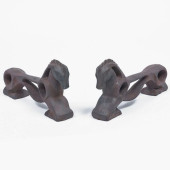 PAIR OF CAST IRON HORSE FORM F