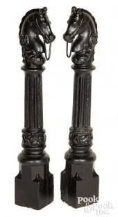 PAIR OF CAST IRON HORSE HEAD H