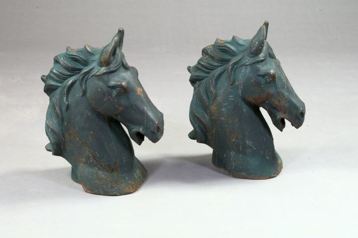 Pair of Cast-Iron Horse Heads, 