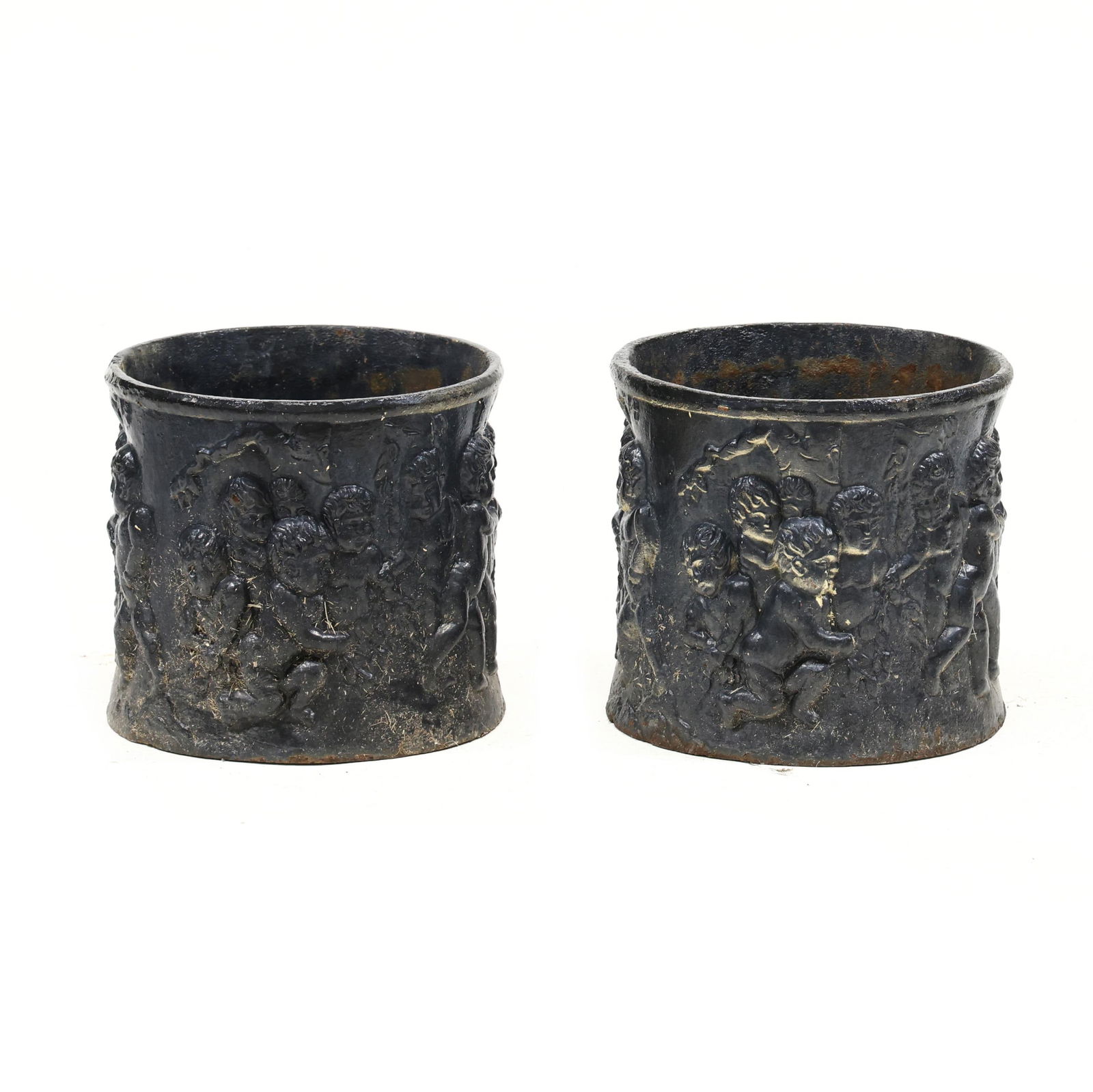 PAIR OF CAST IRON JARDINIERESPair