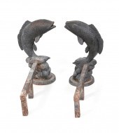 PAIR OF CAST IRON LEAPING TROU