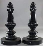 PAIR OF CAST IRON LION FORM HI