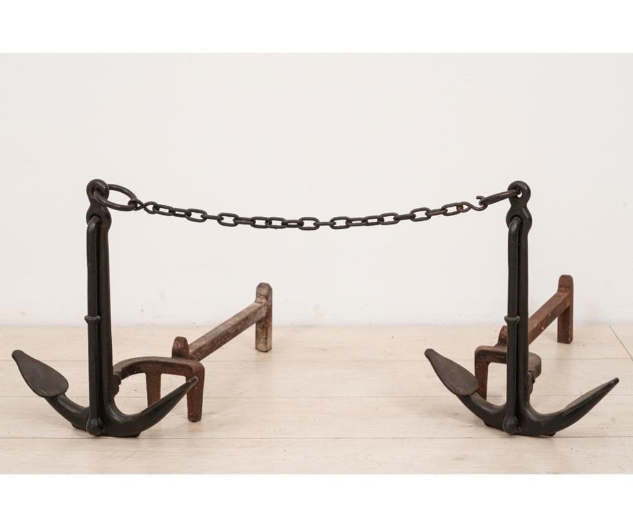 Pair of cast iron nautical anchor