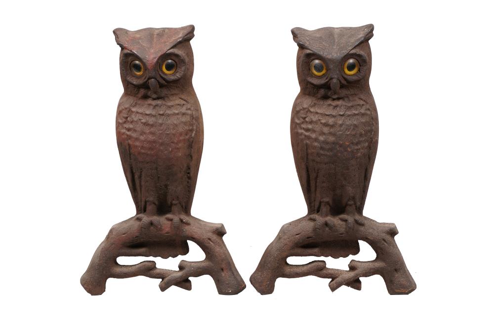 PAIR OF CAST IRON OWL