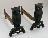 PAIR OF CAST IRON 'OWL' ANDIRO