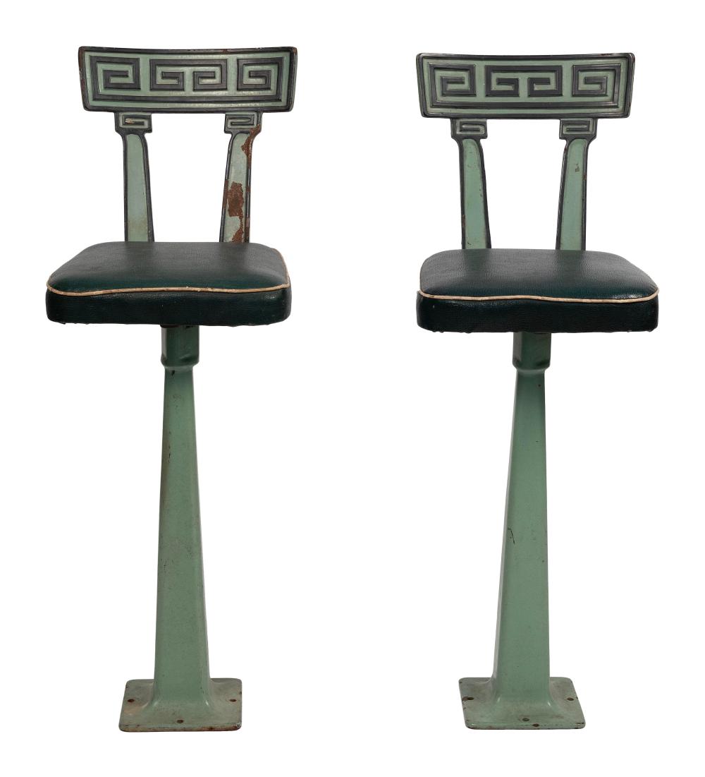 PAIR OF CAST IRON PAINTED DINER BAR