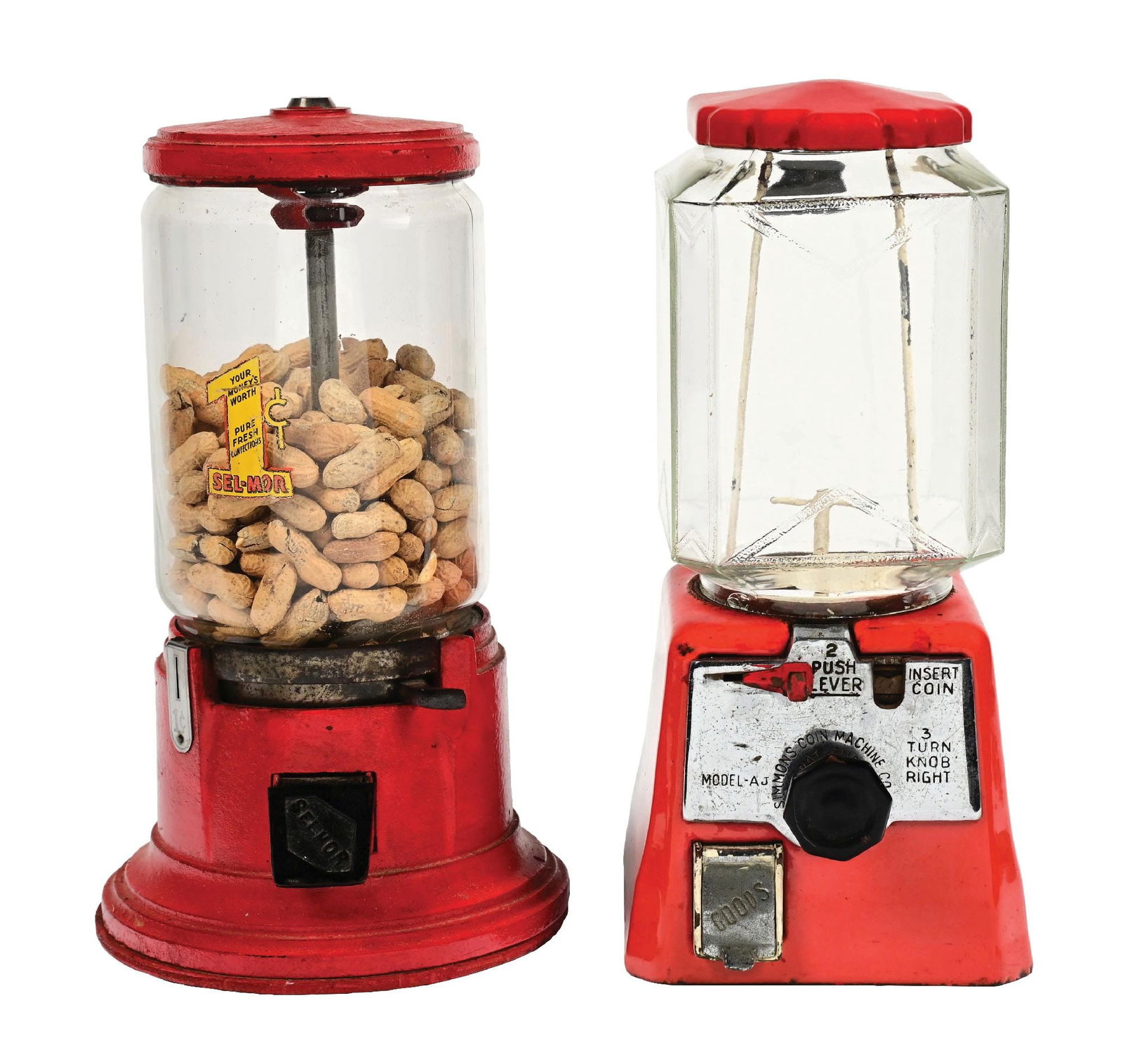 PAIR OF CAST IRON PEANUT VENDING