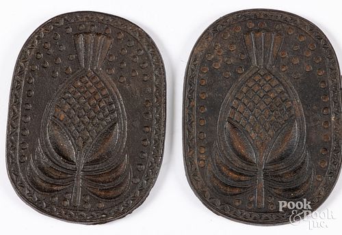 PAIR OF CAST IRON PINEAPPLE
