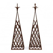 PAIR OF CAST IRON PYRAMID FORM