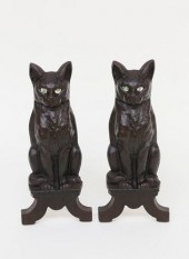 PAIR OF CAST IRON SEATED CAT A