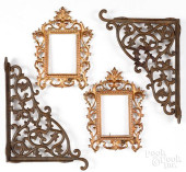 PAIR OF CAST IRON SHELF BRACKE