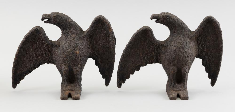 PAIR OF CAST IRON SNOW EAGLES