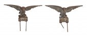 PAIR OF CAST IRON SPREAD-WING