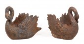 PAIR OF CAST IRON SWAN JARDINI