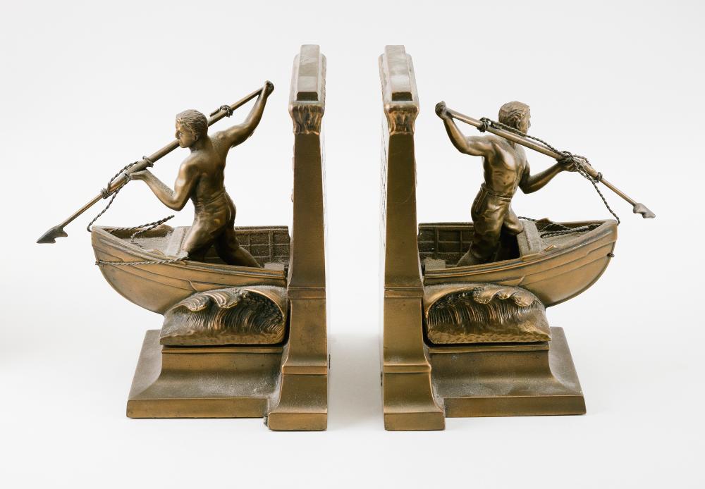 PAIR OF CAST METAL WHALEMAN
