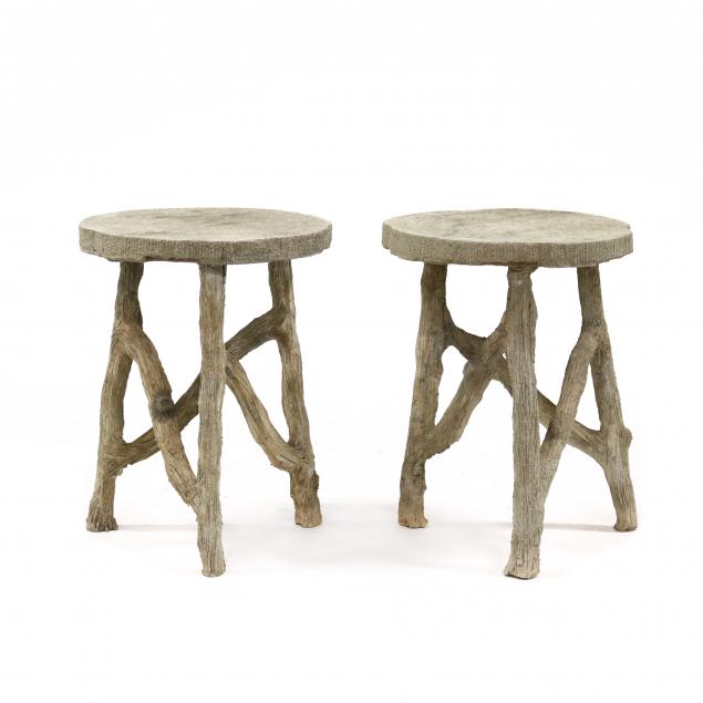 PAIR OF CAST STONE FAUX BOIS