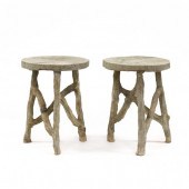 PAIR OF CAST STONE FAUX BOIS R