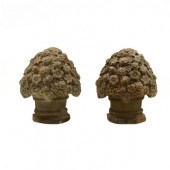 PAIR OF CAST STONE FLORAL TOPI