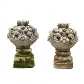 PAIR OF CAST STONE FRUIT BASKE