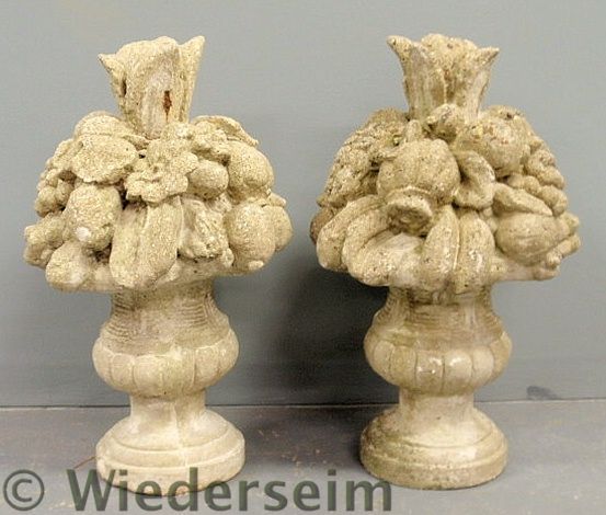 Pair of cast stone garden ornaments