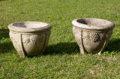 PAIR OF CAST STONE GARDEN JARD